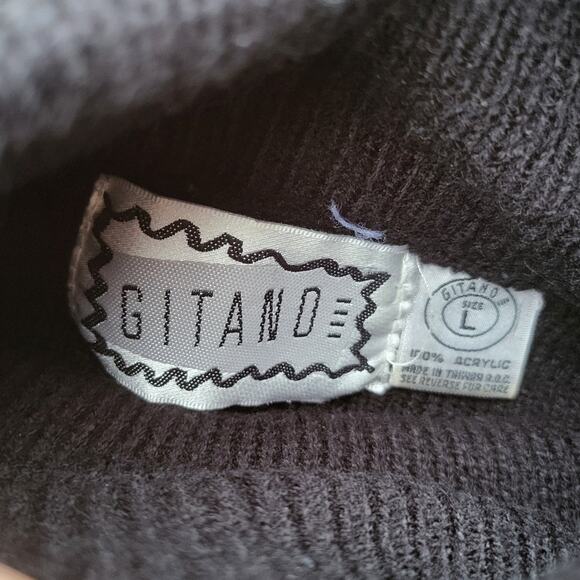 Vintage Gitano Sweater Womens L Black Aztec Southwestern Mock Neck Geometric - Picture 5 of 7